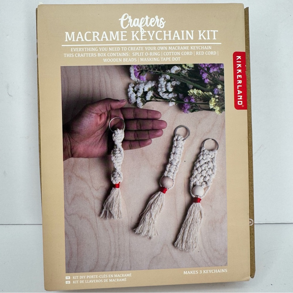 Kirkland Crafters DIY Make Your Own Macrame Keychain Kit Set Makes 3 New NIB
